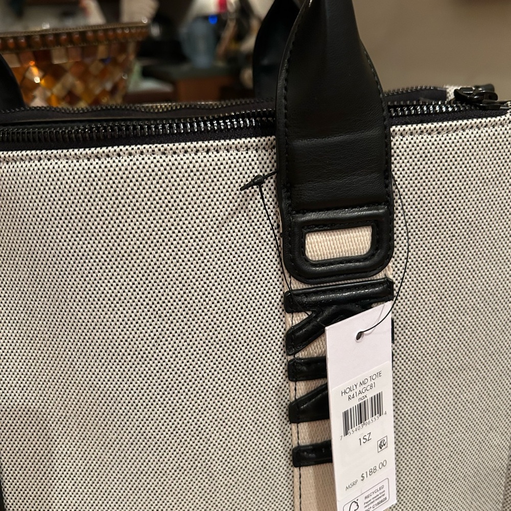 DKNY Black and Cream Women's Purse